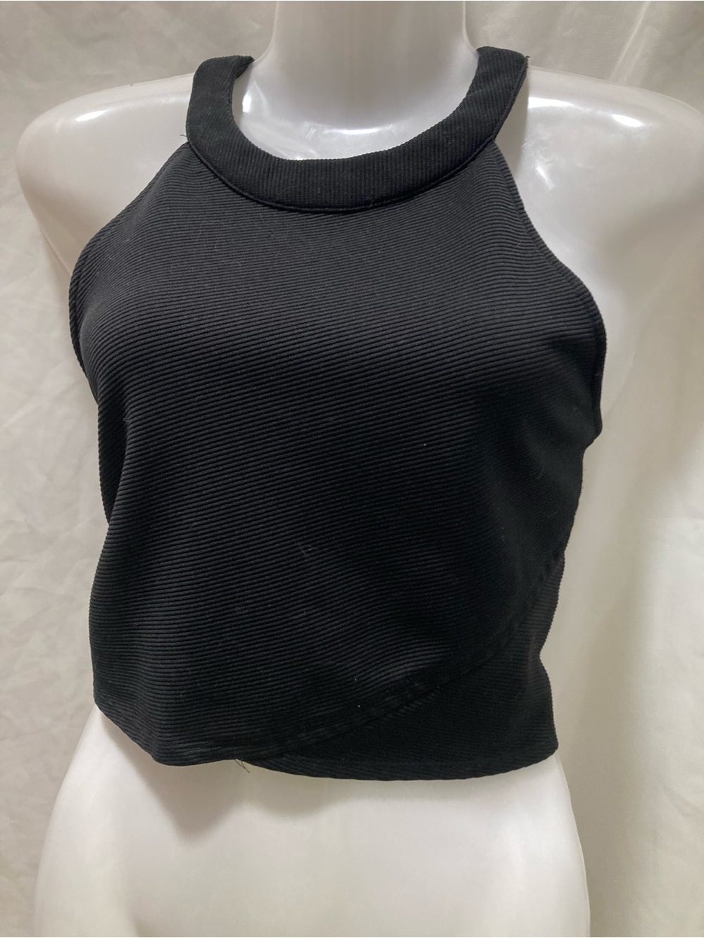 Material Girl Black Ribbed Halter Top